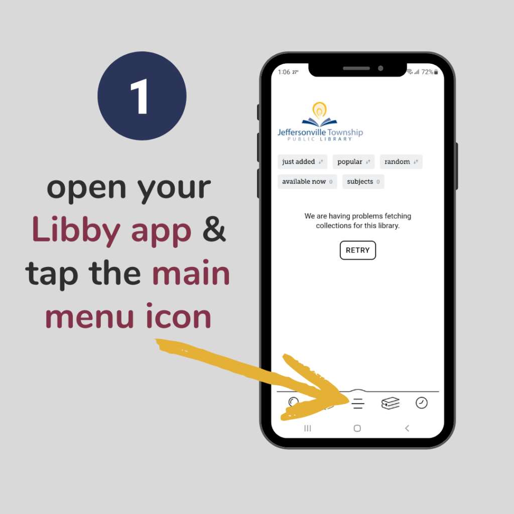 Open your Libby app and tap the main menu icon