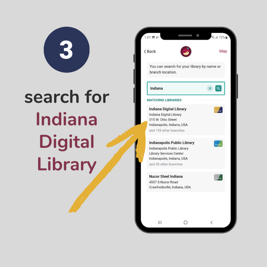Search for "Indiana Digital Library" and tap on the search result for it