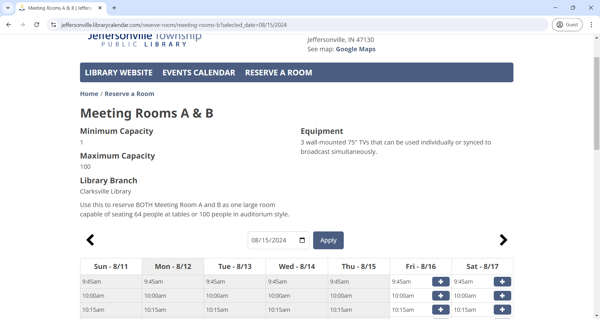 booking meeting rooms a and b